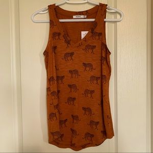 Orange Leopard Print V-Neck Tank